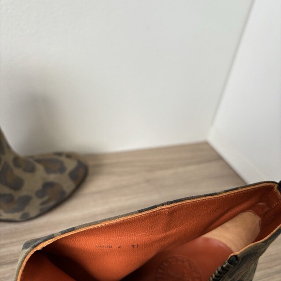 Penelope Chilvers Boots Havana Khaki Leopard Suede Zipped Ankle Boots 41 / 11 US - Picture 8 of 9